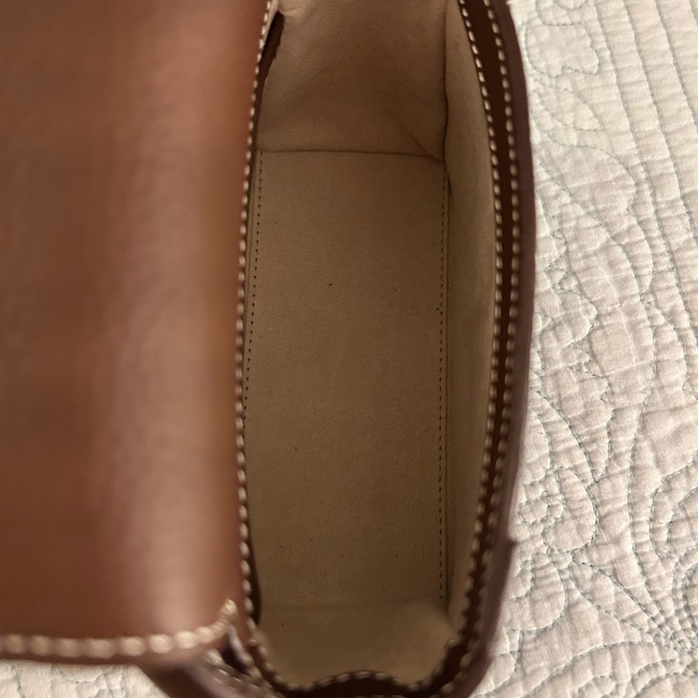 STRATHBERRY Mosaic Nano Leather Top-Handle Handbag Crossbody in Chocolate Brown - Picture 10 of 16